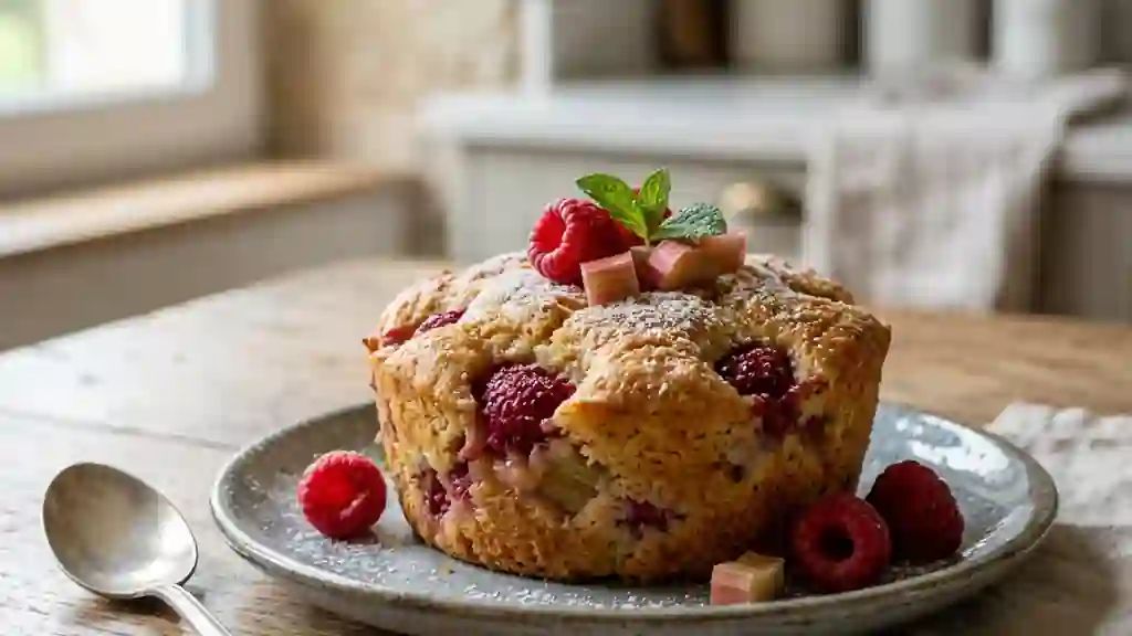 Biscuit fondant rhubarbe et framboise - Photo de présentation