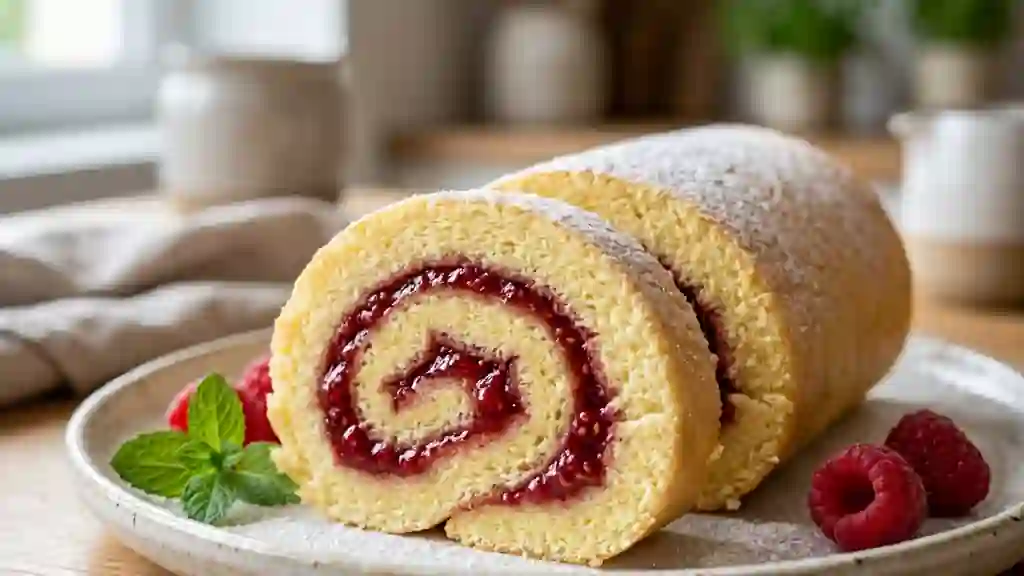 Roulé à la framboise fondant et fruité - Photo de présentation
