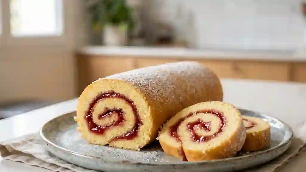 Biscuit roulé aérien à la fraise - Photo de présentation