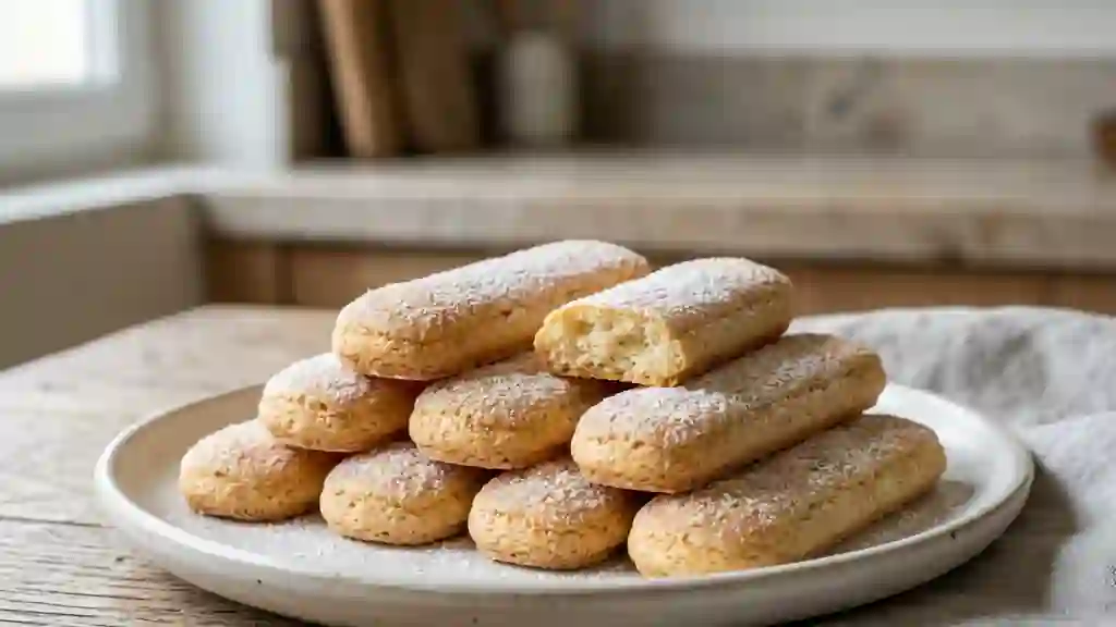 Biscuits à la cuiller aériens et poudrés - Photo de présentation