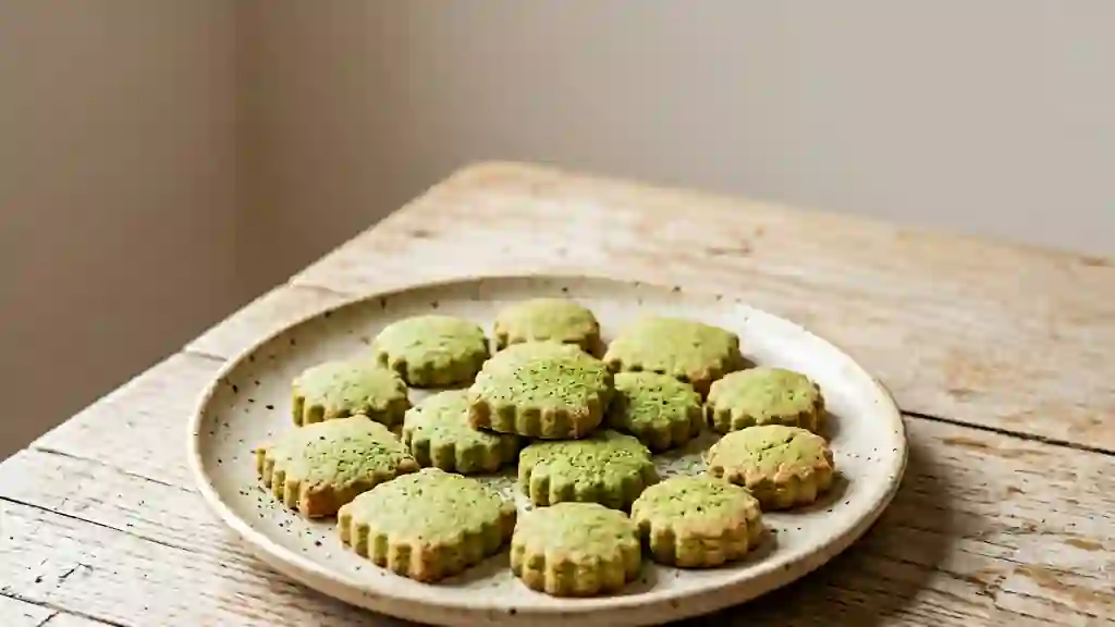 Sablés fondants au thé matcha et amande - Photo de présentation