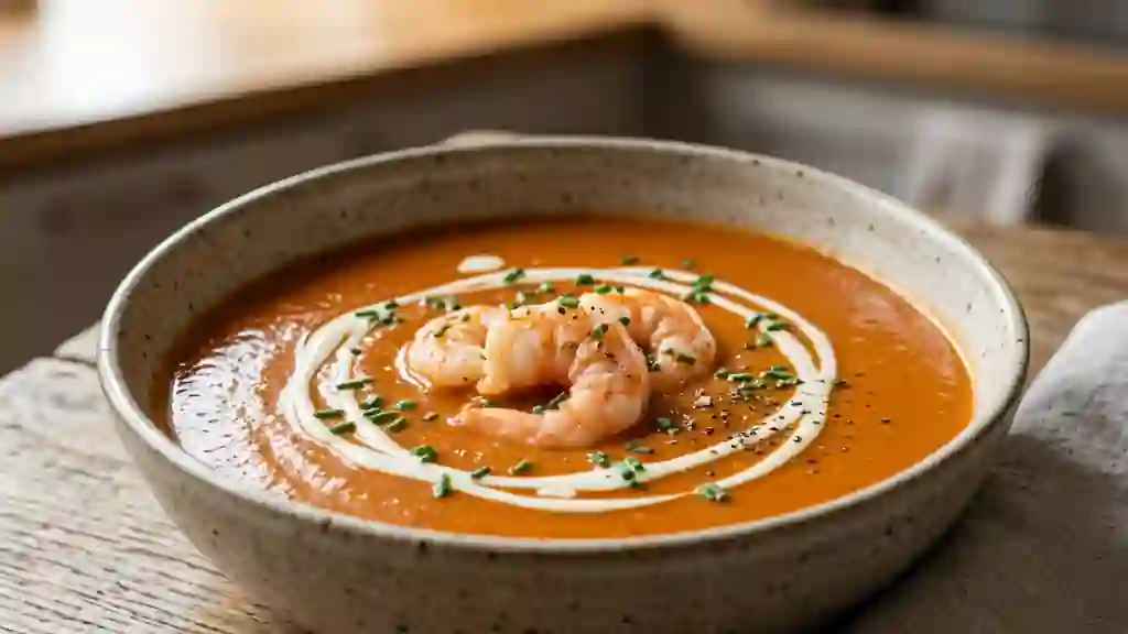 Bisque de crevettes crémeuse au Cognac - Photo de présentation
