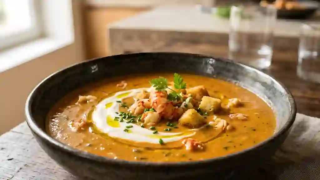 Bisque d'écrevisses onctueuse au cognac - Photo de présentation