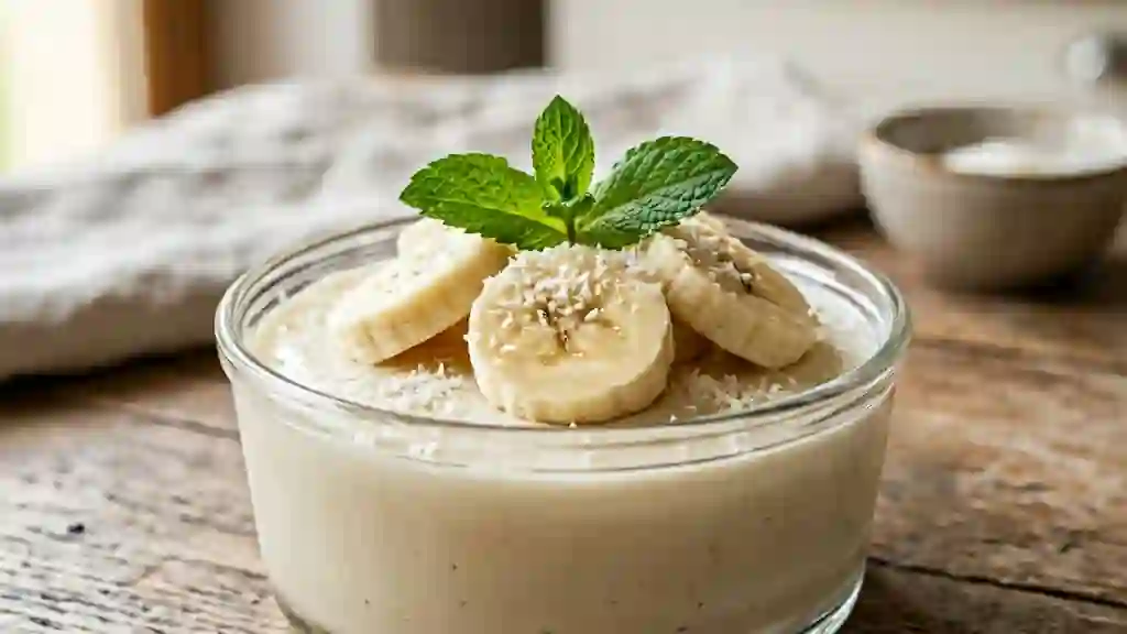 Blanc-manger onctueux coco et bananes - Photo de présentation