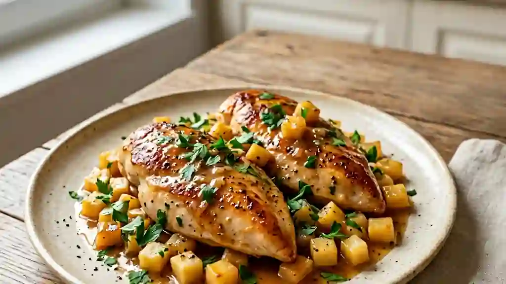 Poulet au cidre et pommes fondantes - Photo de présentation