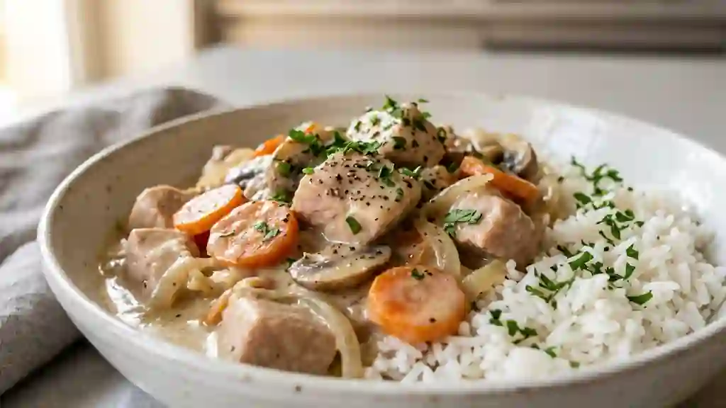 Blanquette de dinde fondante à la crème - Photo de présentation