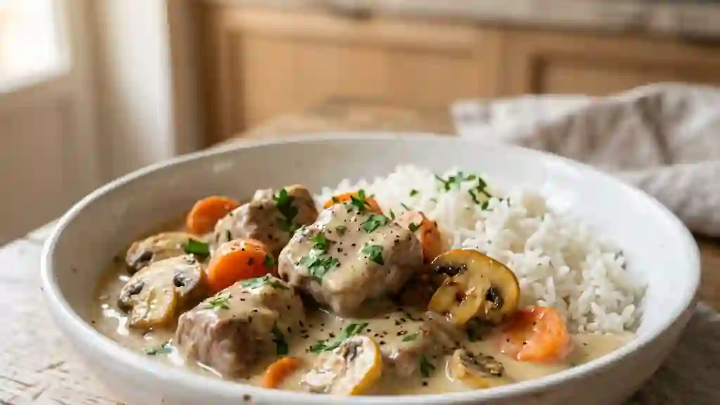 Blanquette de veau fondante et sauce veloutée - Photo de présentation