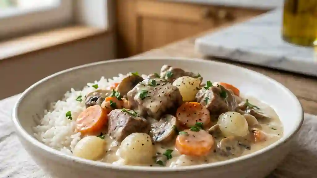 Blanquette de veau fondante et sa sauce veloutée - Photo de présentation