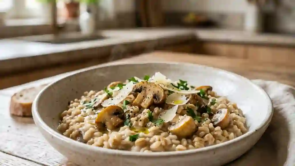 Blésotto crémeux aux champignons de Paris - Photo de présentation