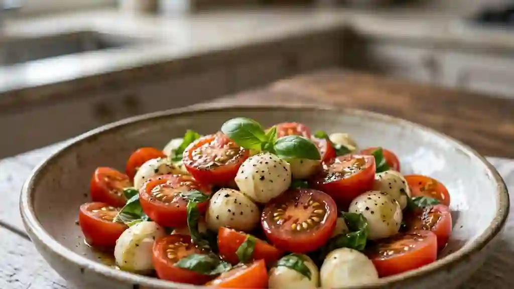 Bocconcini fondants et tomates cerises acidulées - Photo de présentation