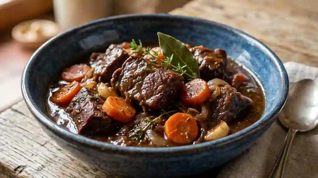Bœuf à la beaucairoise fondant au vin rouge - Photo de présentation