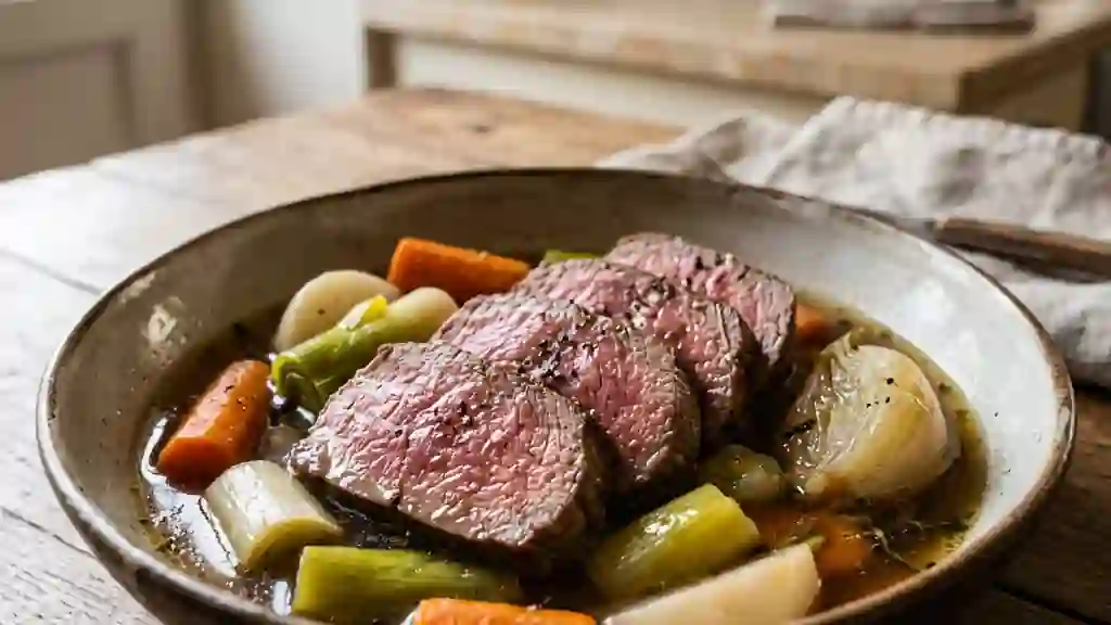 Bœuf à la ficelle et légumes fondants - Photo de présentation