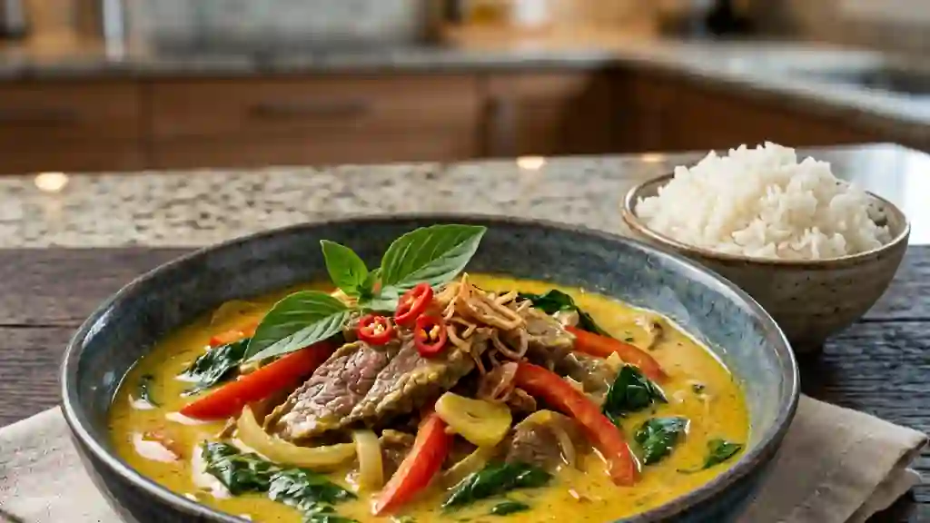 Bœuf au curry jaune fondant et coco - Photo de présentation