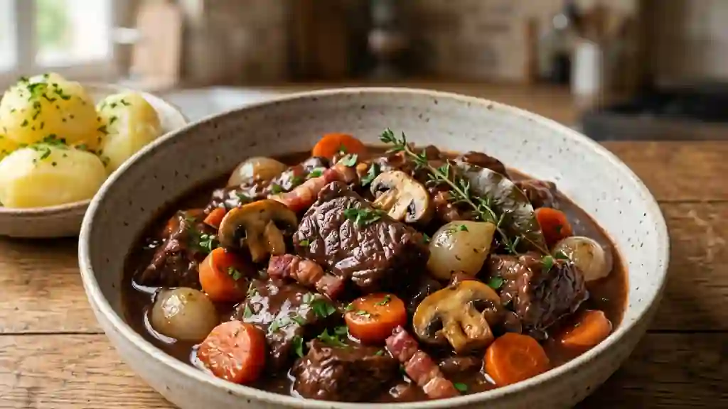Boeuf bourguignon fondant et sauce onctueuse - Photo de présentation