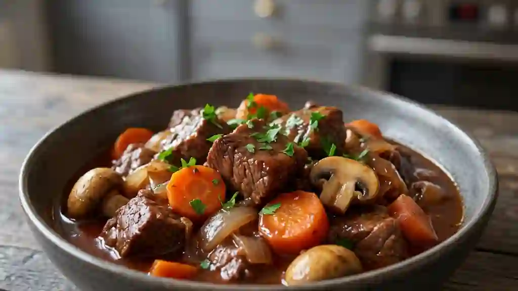 Bœuf bourguignon fondant aux champignons - Photo de présentation