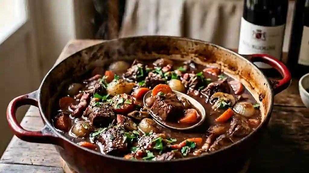 Bœuf bourguignon fondant et sa sauce onctueuse - Photo de présentation
