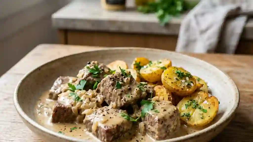 Bœuf à la moutarde fondant et crémeux - Photo de présentation