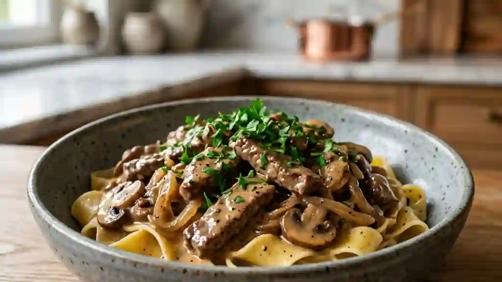 Boeuf Stroganoff Fondant et sa Sauce Crémeuse - Photo de présentation