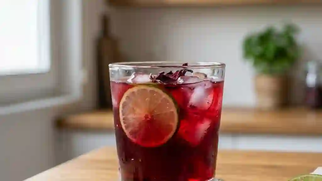 Infusion glacée à l'hibiscus et citron vert - Photo de présentation