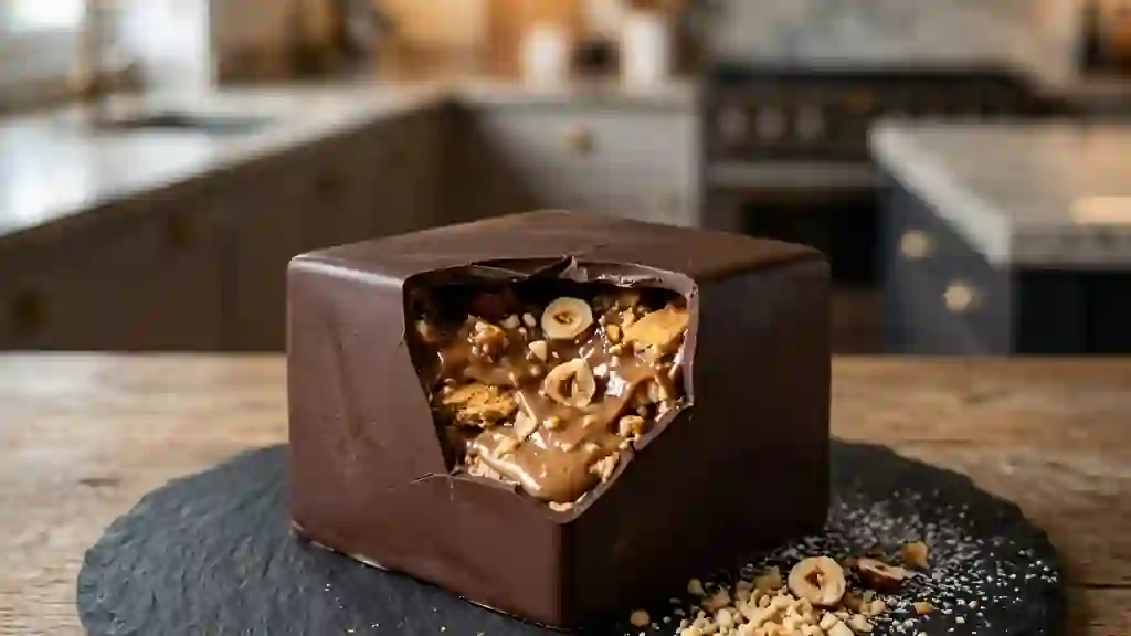 Boîte craquante au chocolat et praliné - Photo de présentation