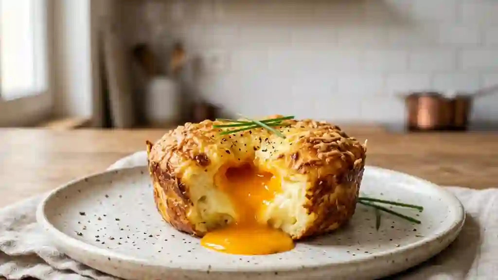 Œuf cocotte fondant au fromage gratiné - Photo de présentation