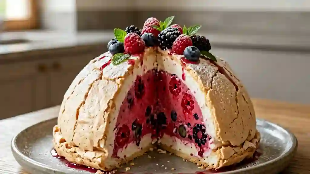 Bombe glacée meringuée aux fruits rouges - Photo de présentation