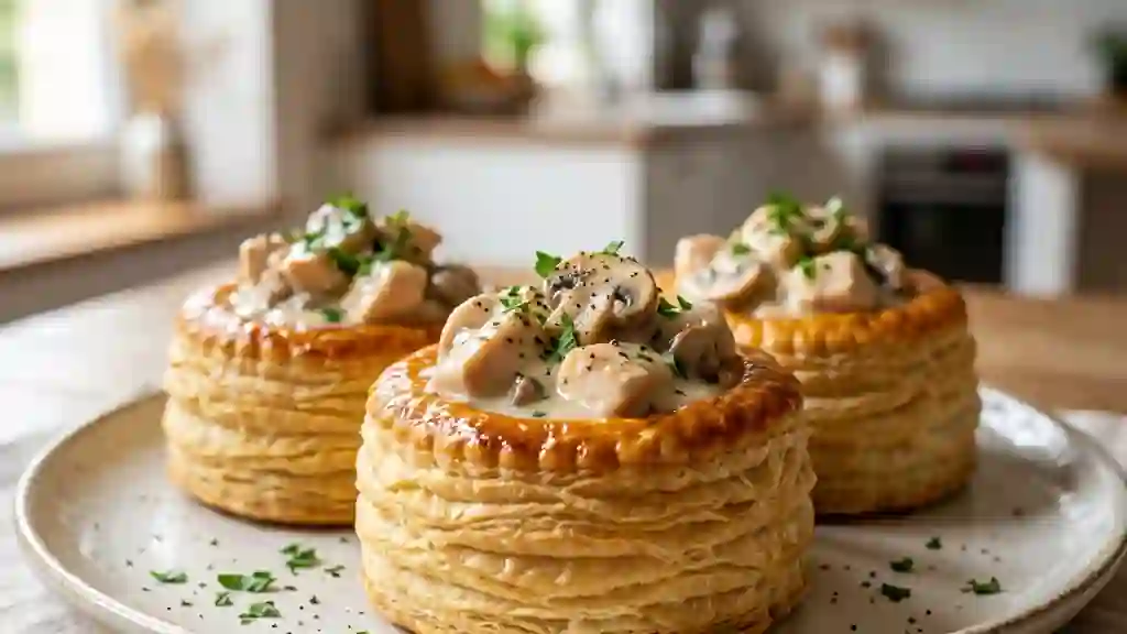 Bouchées à la reine : feuilleté d'or et crème - Photo de présentation