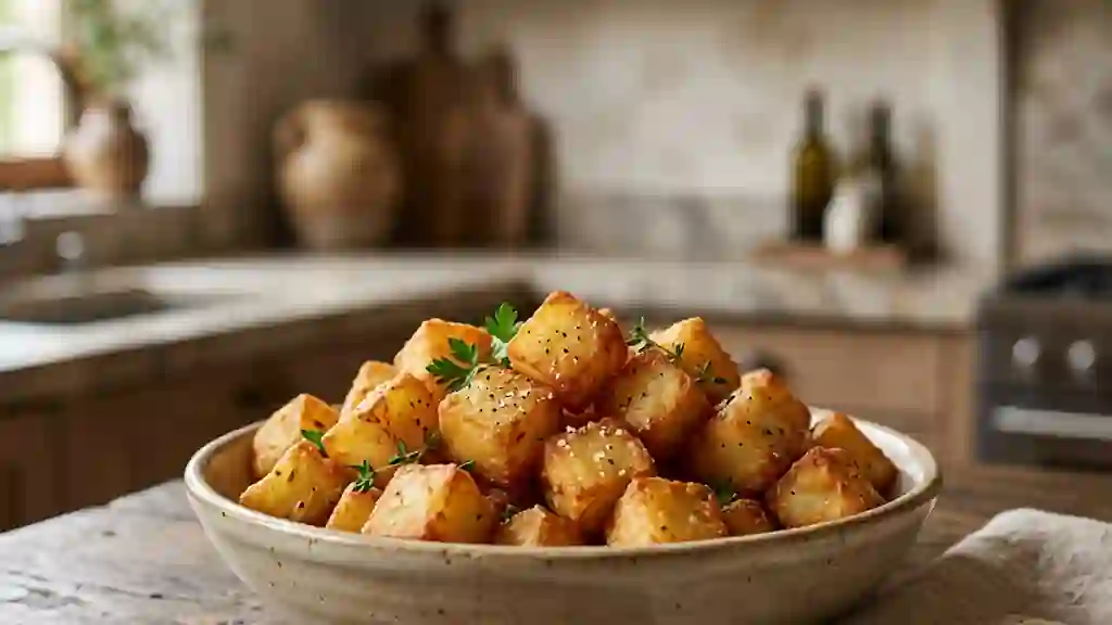 Cubes de pommes de terre dorés et croustillants - Photo de présentation