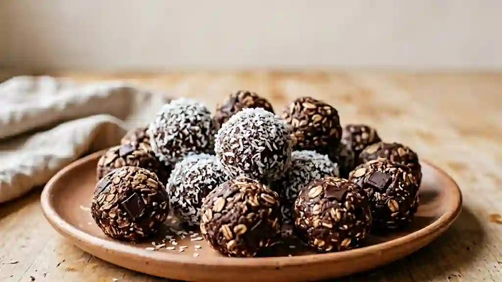 Bouchées fondantes coco-chocolat protéinées - Photo de présentation