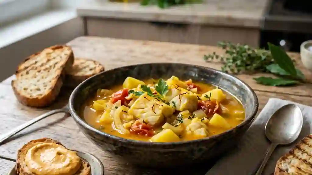 Bouillabaisse de morue fondante au safran - Photo de présentation