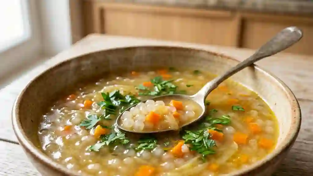 Bouillon perlé au tapioca fondant - Photo de présentation