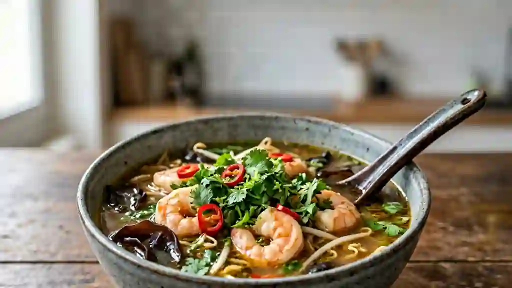 Bouillon pimenté aux crevettes et citronnelle - Photo de présentation