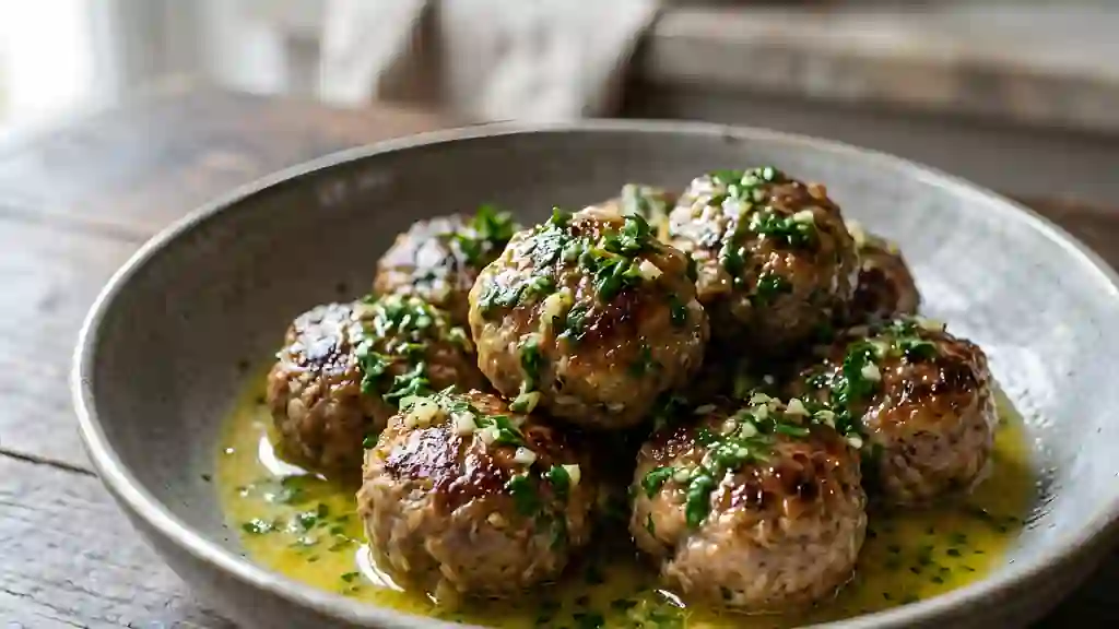 Boulettes de bœuf fondantes au beurre d'ail - Photo de présentation