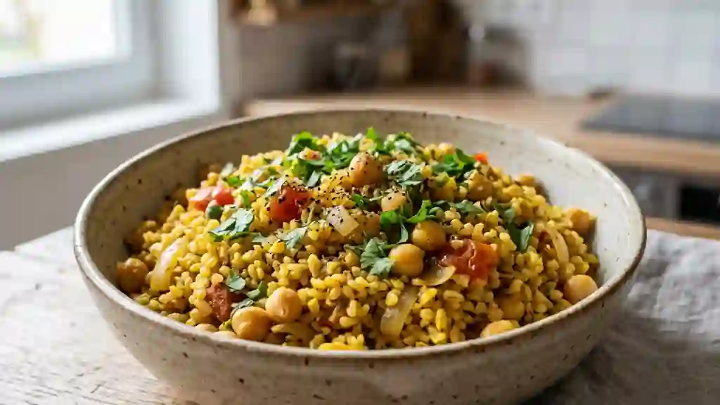 Boulgour épicé aux pois chiches et coriandre - Photo de présentation