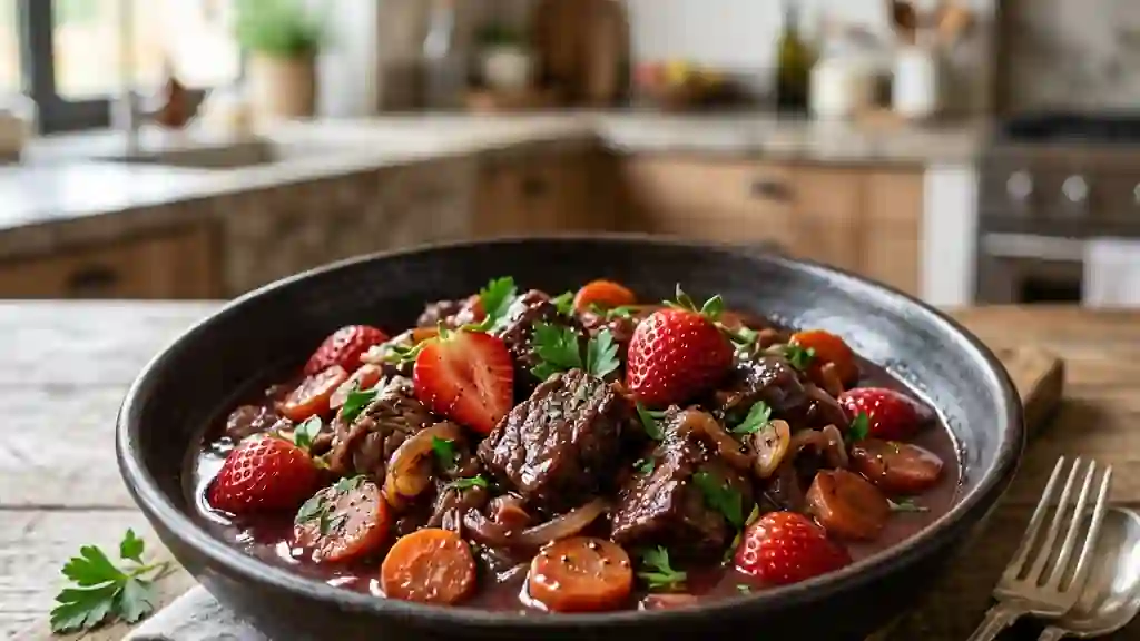 Bœuf bourguignon aux fraises et kirsch - Photo de présentation