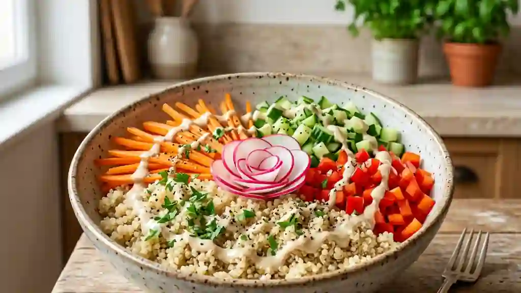 Bowl quinoa croquant et crème de tahini - Photo de présentation
