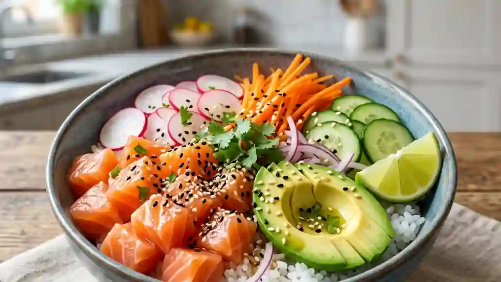 Poke bowl saumon et légumes croquants - Photo de présentation