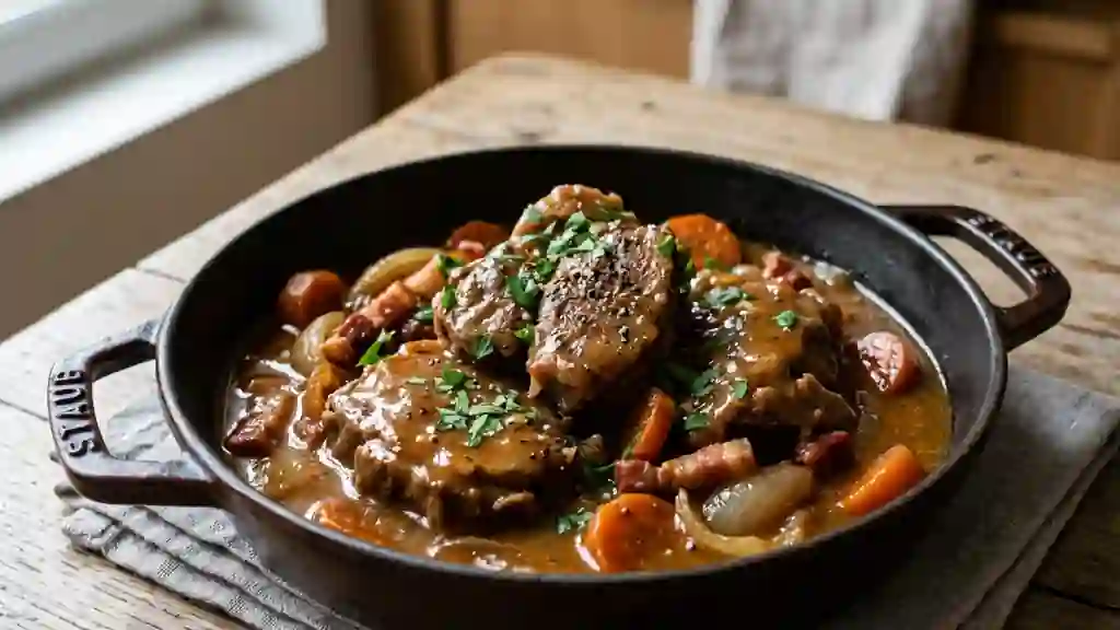 Veau braisé au lard et vin blanc - Photo de présentation