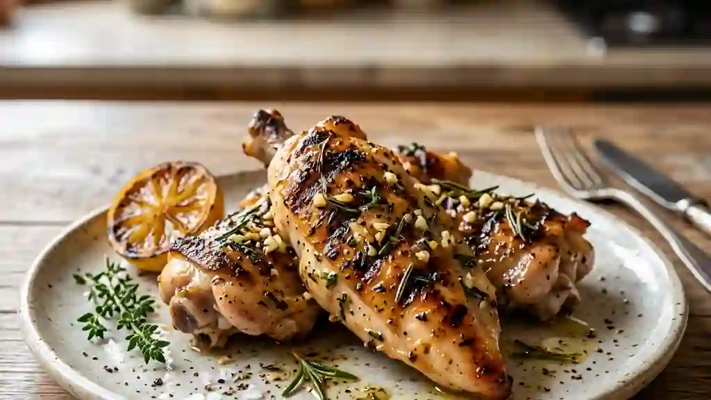 Bréchets de poulet dorés ail et romarin - Photo de présentation