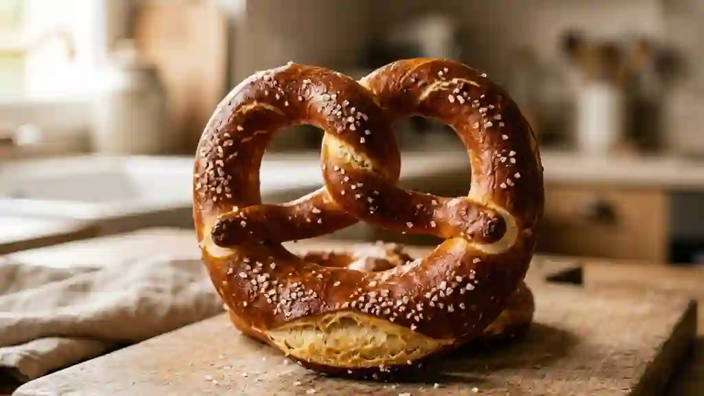 Bretzel bavarois doré au sel craquant - Photo de présentation