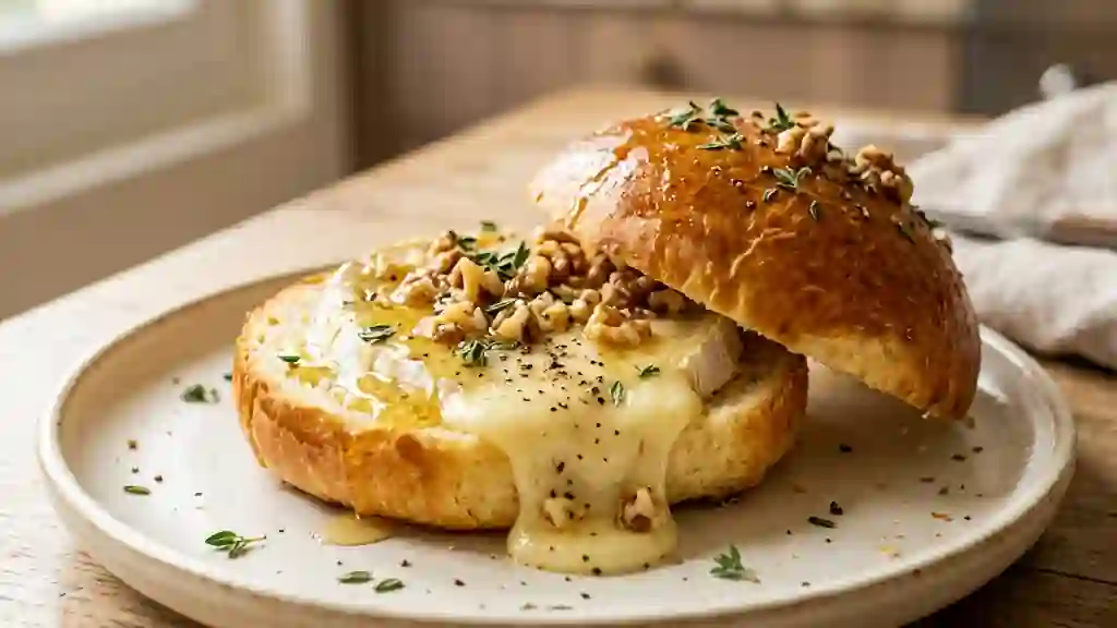 Brioche rôtie au chèvre, miel et noix craquantes - Photo de présentation