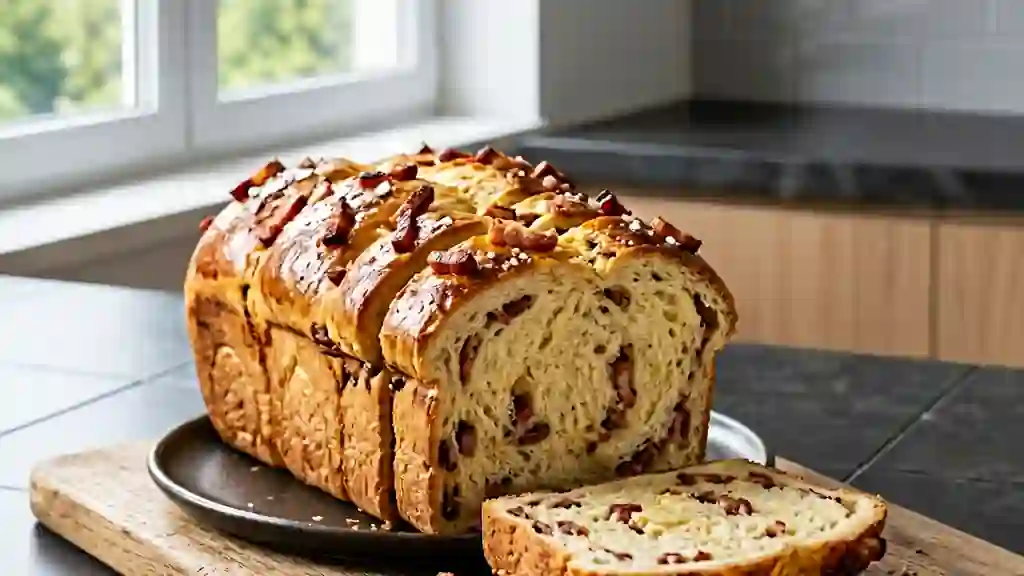 Brioche beurrée aux lardons fumés - Photo de présentation