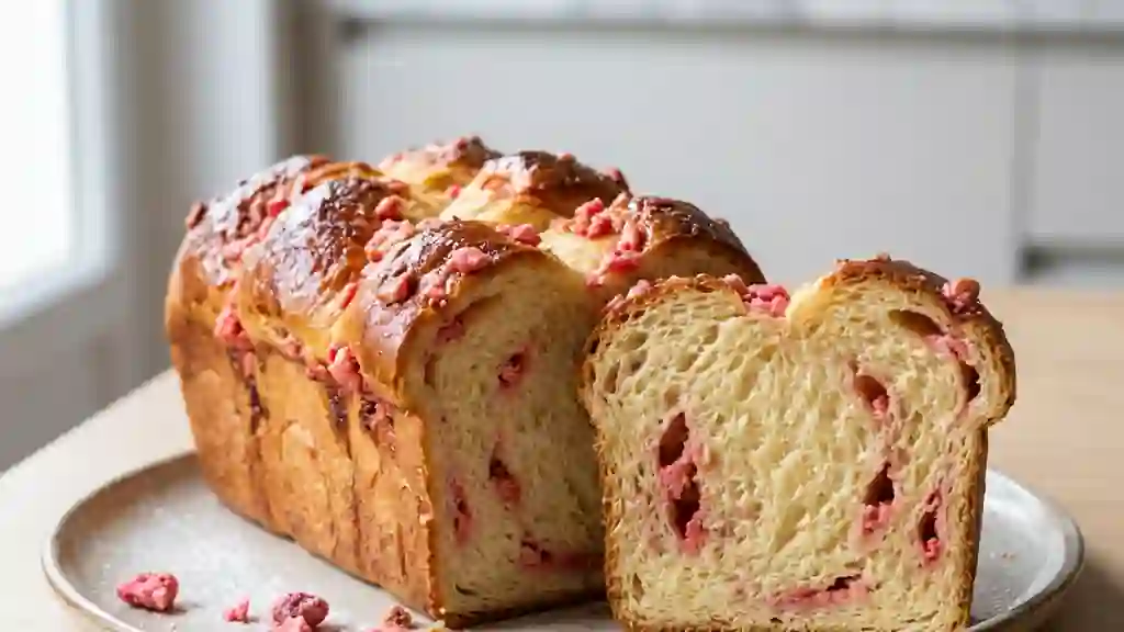 Brioche moelleuse aux pralines roses - Photo de présentation