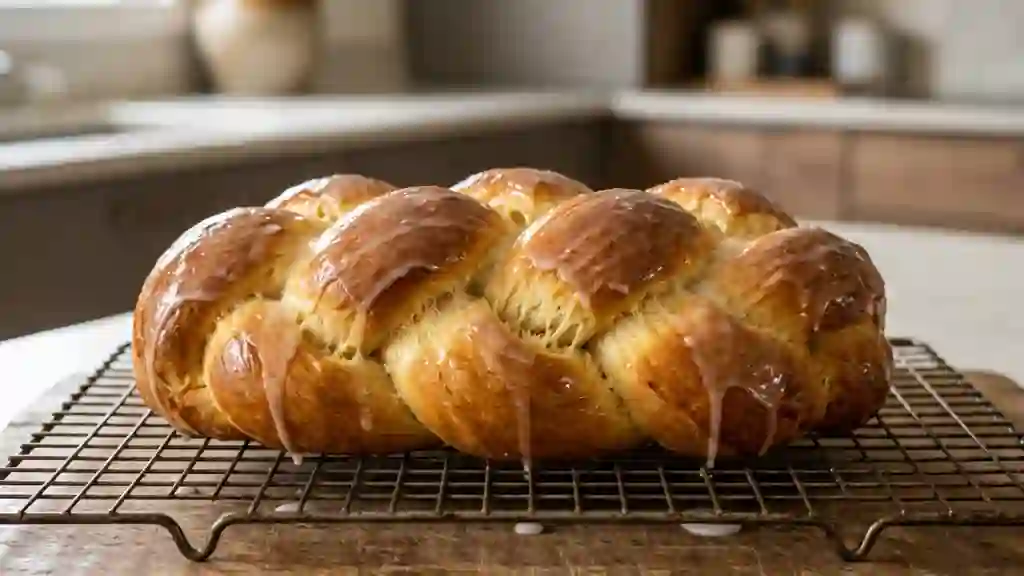 Brioche tressée ultra-moelleuse et glacée - Photo de présentation
