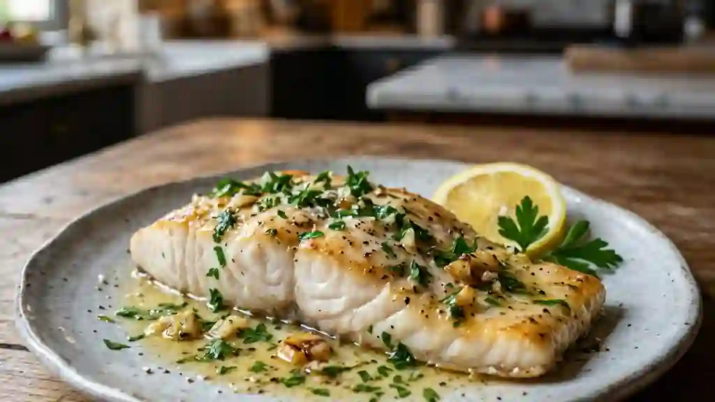 Brochet nacré au beurre citronné et persillade - Photo de présentation