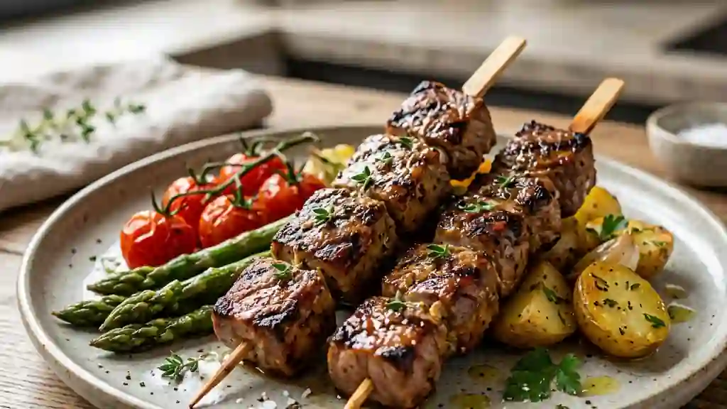 Brochettes de filet mignon moutarde et thym - Photo de présentation