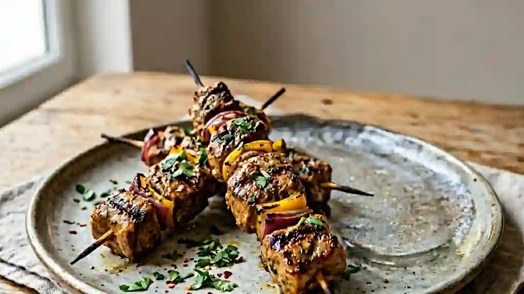 Brochettes d'agneau fondantes au yaourt épicé - Photo de présentation