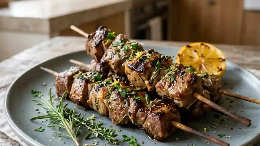 Brochettes d'agneau tendres au romarin - Photo de présentation
