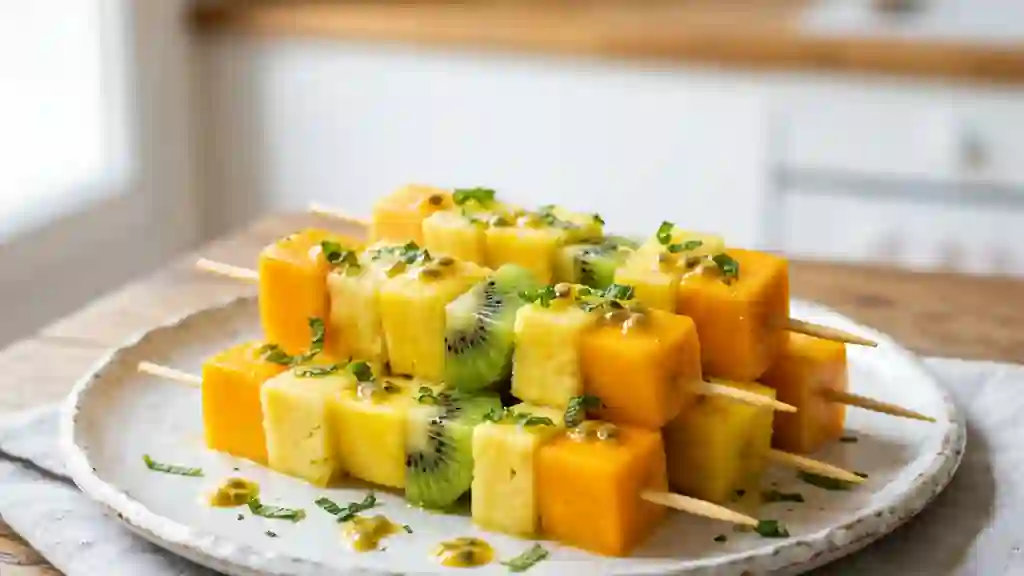 Brochettes exotiques au citron vert et menthe - Photo de présentation