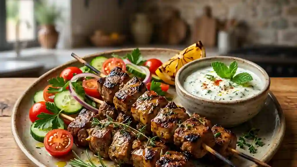 Brochettes de gigot d'agneau fondantes - Photo de présentation